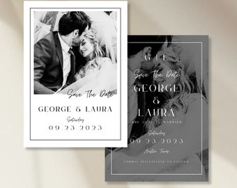 Photo Save The Date Invitation: Minimalist Wedding Invite (Canva Template)