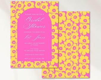 Marimekko Bridal Shower Invitation: Pink Floral Party (Digital Printable)