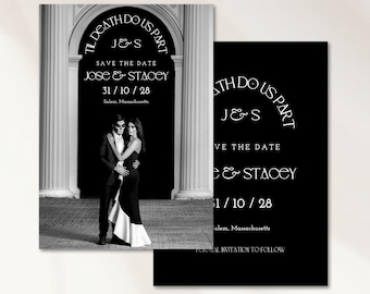 Modern Gothic Save the Date Template: Halloween Engagement (Digital)