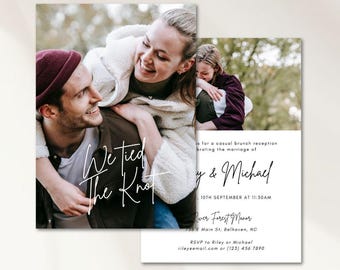 Elegant Elopement Announcement Template: Photo Wedding Card (Digital Print)