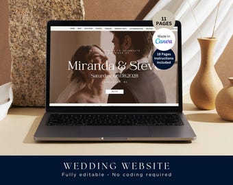 Rustic Wedding Website Template: Editable Canva Design