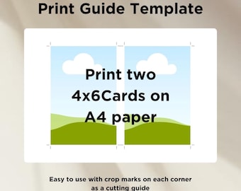 4x6 Portrait Invitation Card Printing Template: A4 Cut Guide (Digital Download)