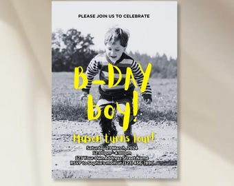 Modern Photo Birthday Invitation: Editable Canva Template (Digital)