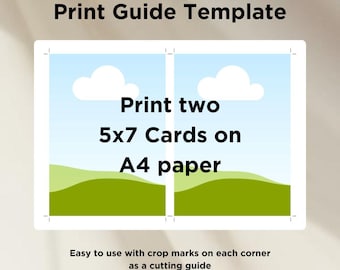 5x7 Portrait Invitation Card Printing Template: A4 Cut Guide (Digital Download)