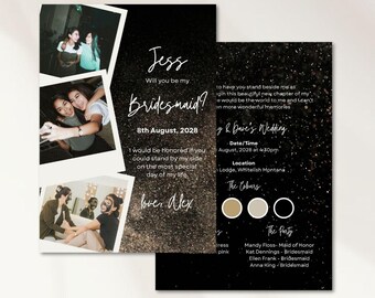 Bridesmaid Proposal Polaroid Invitation: Gold Dust Design (Digital Template)