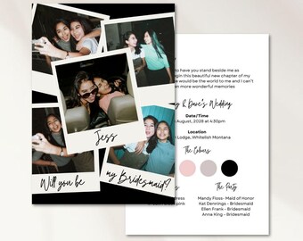 Polaroid Bridesmaid Proposal Invitation: Editable Canva Template (Digital)
