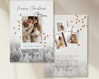 Modern Family Photo Christmas Card: Editable Canva Template (A5 Size)