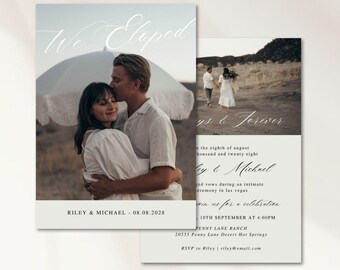 Elegant Elopement Announcement Template: Photo Wedding Card (Canva Digital Template)