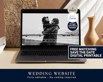 Elegant Wedding Website Template: Modern Invitation Suite (Digital Download)