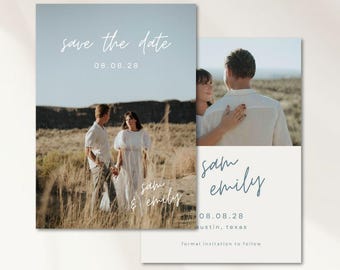 Modern Minimal Save the Date Template: Printable Invite Card (A5, 5x7 inch)
