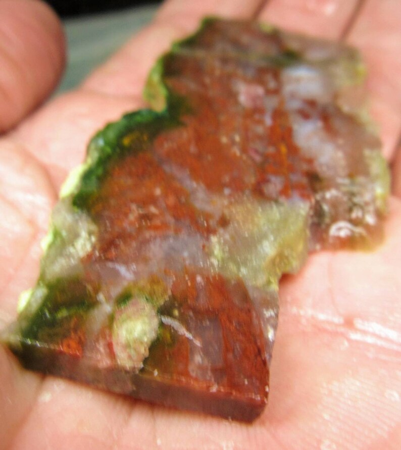 Red green moss agate rough slab 1.1oz 178 | Etsy