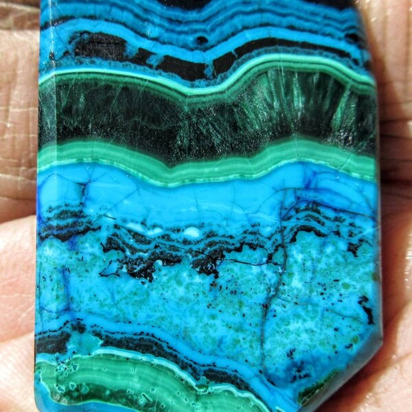 banded chrysocolla malachite azurite opal manganese slab, 1oz Congo  395