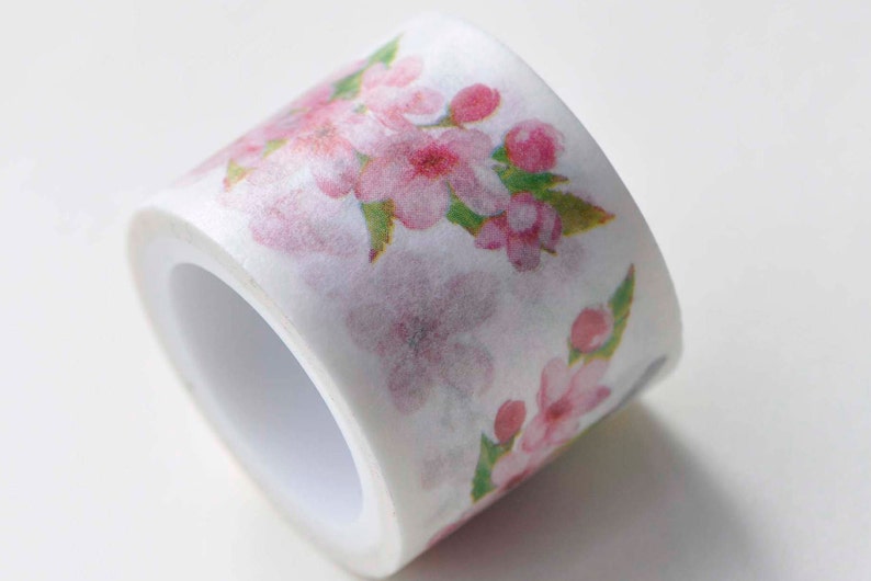 Pink Flower Washi Tape Scrapbooking Supply 30mm Wide X 5m Long Etsy
