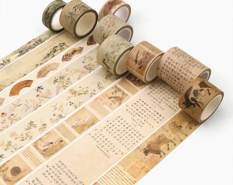 Asian Culture vintage Washi Tape/ Handwriting Japanese Masking Tape 30/50/70mm x 8 Mètres