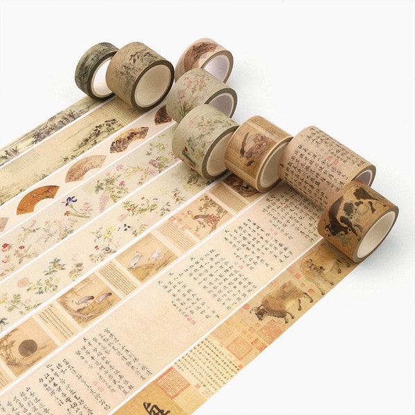 Asian Culture vintage Washi Tape/ Handwriting Japanese Masking Tape 30/50/70mm x 8 Mètres