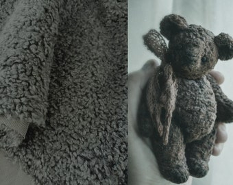 50cm x 45cm (19" x 17")  Gray Curled Teddy Fabric Soft Fabric For Teddy Bear Making