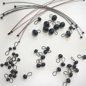 One Pair Germany Shiny Black Glass Eyes With A Loop Round Teddy Bear Eyes 2mm-20mm