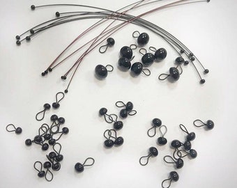 One Pair Germany Shiny Black Glass Eyes With A Loop Round Teddy Bear Eyes 2mm-20mm
