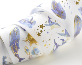 Lovely Whale Wide Washi Tape Foil Gold Paper Tape  40mm x 3M No.13291