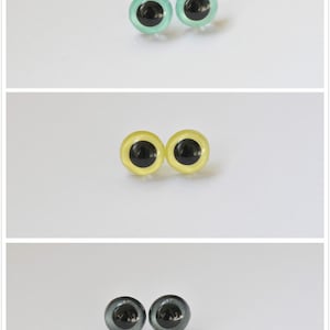 10.5mm 0.4amigurumi animals eyes,round safety eyes, plastic eyes ,assorted colors come with washers 5 pair/pick color image 3