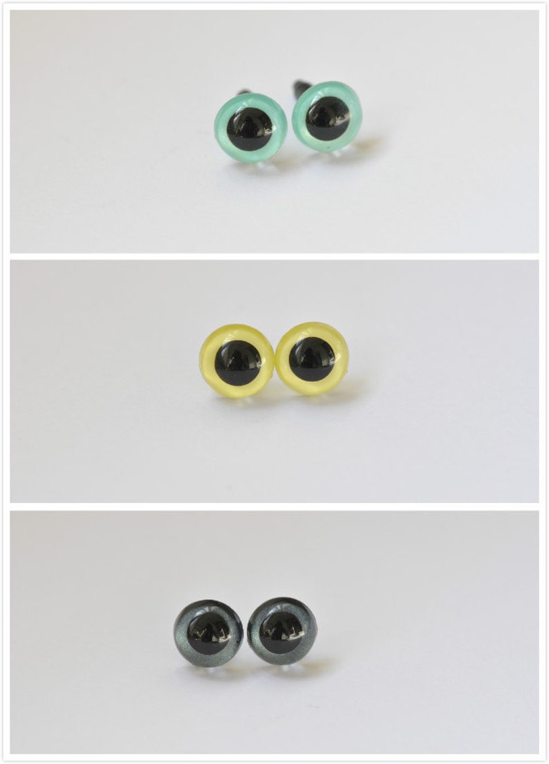 10.5mm 0.4amigurumi animals eyes,round safety eyes, plastic eyes ,assorted colors come with washers 5 pair/pick color image 3