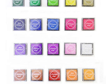 Mini Ink Pads Set of 20 Colors For Fingerprints, Craft Paper, Scrapbooking, Wedding Fast Drying Water Base Ink 4cm( 1 1/2")