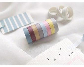 Washi Tape Set, Card Scrapbooking Tape, Gift Wrapping Tape Skinny 10mm x 2M Set of 8