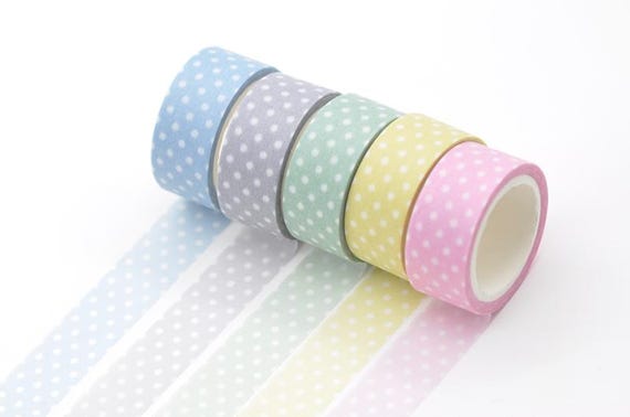 A Roll Polka Dots Adhesive Washi Tape 15mm Wide x 5M Roll Pick Up Your Color