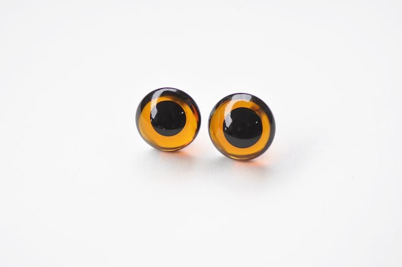 One Pair Brown Germany Glass Eyes With A Loop Round Teddy Bear Eyes Size 5mm-20mm Pick Size image 8