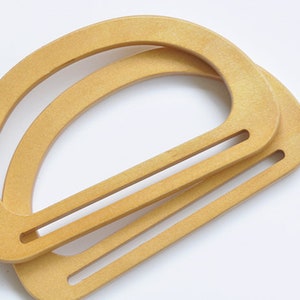 Un par de material artesanal de mango de madera para la fabricación de bolsos de 15 cm x 8,4 cm