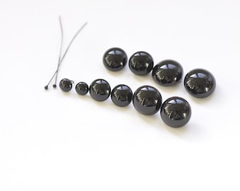 2 peças (um par) de olhos de vidro preto brilhante da Alemanha, de 2 mm a 20 mm. Escolha o seu tamanho.