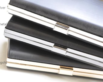 Borsa a tracolla con struttura a scatola, stile incollato, 22 cm x 12 cm (8" x 5"), argento/oro chiaro/nero canna di fucile, scegli il colore B003