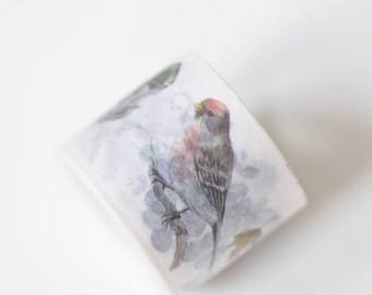 Retro Wide Washi Tape Bird Flower Masking Tape 30mm Wide x 5M Long No.12186