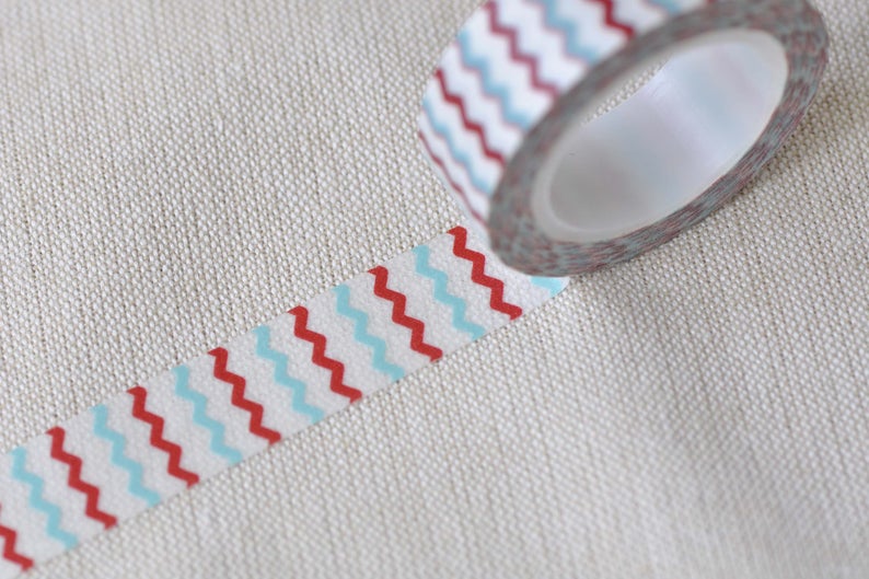Blue And Red Wave Washi Tape Scrapbook Supply 15mm wide x 10m long No 12396