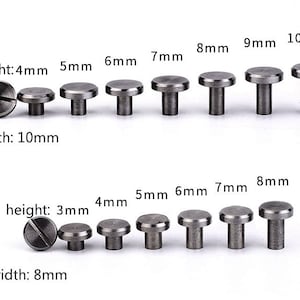 Edelstahl Flachschrauben Lederverarbeitung Schrauben Gürtel Bolzen 2 Set (2 Knöpfe + 2 Bodenschraube) Eine Packung