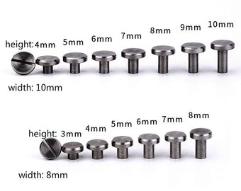 Stainless Steel Flat Screws Leatherworking Screws Belt Stud 2 Set ( 2 button+ 2 bottom screw) A Pack