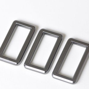 2 Pieces Rectangle Rings For Bags Fingdings /Matte Gunmetal/Inner Size 25mm(0.98"), 30mm(1.18") And 38mm(1.49")