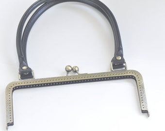 24cm x 9.5cm ( 9" x 3") Retro Bronze Purse Frame Large Handle Purse Frame