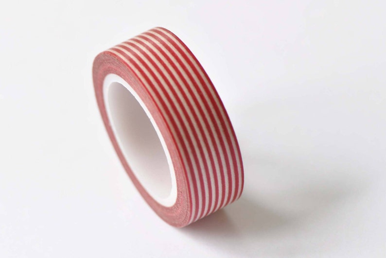 Red Lines Stripes Adhesive Washi Tape 15mm Wide x 10M Roll No.12506