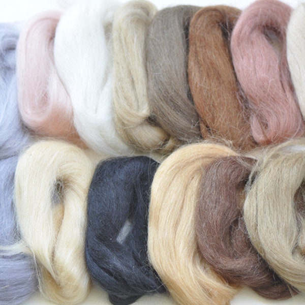 Angora Goat Mohair Wool Roving Needle Felting Wool Bundle Doll Hair 5 grams A Pack Pick Your Color