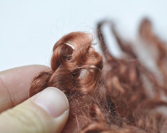 アンゴラヤギモヘアウールカール テディベア、人形の髪、サンタ