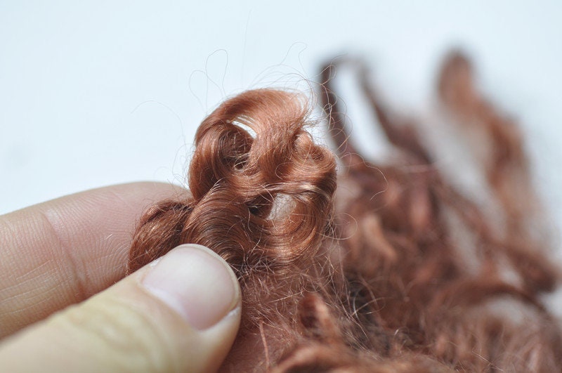 アンゴラヤギモヘアウールカール テディベア、人形の髪、サンタ