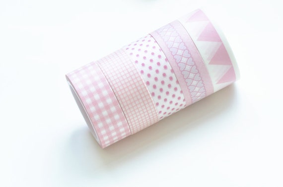 Pink Washi Tapes 5 Rolls A Set 15mm Wide x 3 Meters No.11109