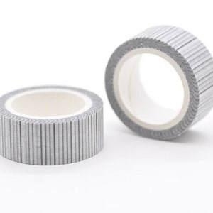 Grijze strepen Washi Tape 15 mm breed x 10 m rol