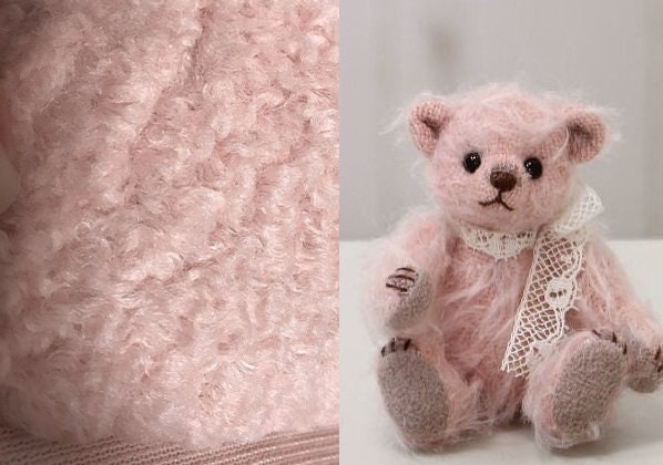 Tela de osos de peluche rosa claro, tela suave y rizada para hacer muñecos  de peluche de 77 cm x 48 cm