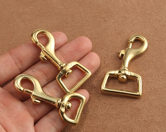 Pack Of 2 3/4" #017 Solid Brass Square Eye Swivel Snap Hooks 