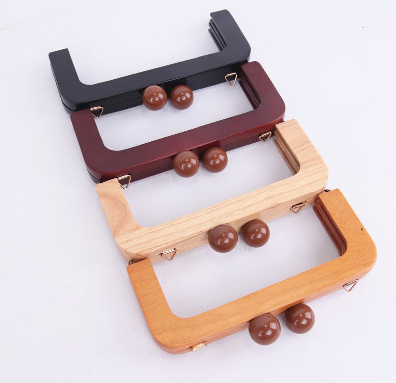 20cm 8 Retro Purse Frame Wood Handle Purse Frame With Screws Pick Color image 7