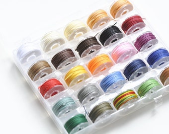 25 Colors A Set In One Box Round Waxed Polyester Thread Leather Craft Hand Sewing Essential Tool Three Width 0.45mm/0.55mm/0.65mm Pick Width