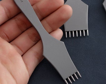 4mm Leather Stitching Prong Round Chisel - 2 prongs/ 5 prongs/7 prongs 3 Pieces A Set