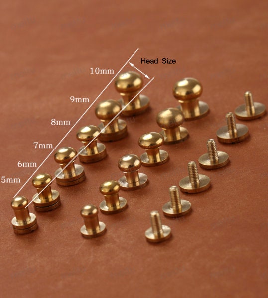 30 Agrafes En Laiton Pour Cuir - Rivets 2 Griffes 8x5mm - Fixation Ceinture Sac Maroquinerie DIY